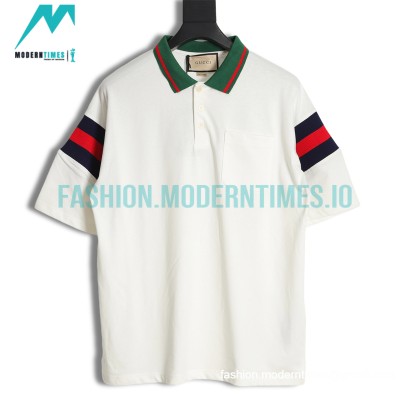 Gucci - 23ss Sleeve Red/Green Thread Ribbon Matching Color Polo Shirt