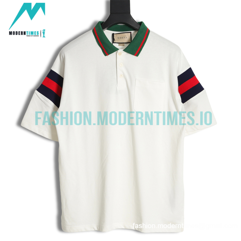 Gucci - 23ss Sleeve Red/Green Thread Ribbon Matching Color Polo Shirt