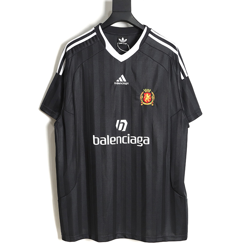 Balenciaga - Adidas Co-Branded Manchester United Black Striped Short Sleeve Soccer T-Shirt