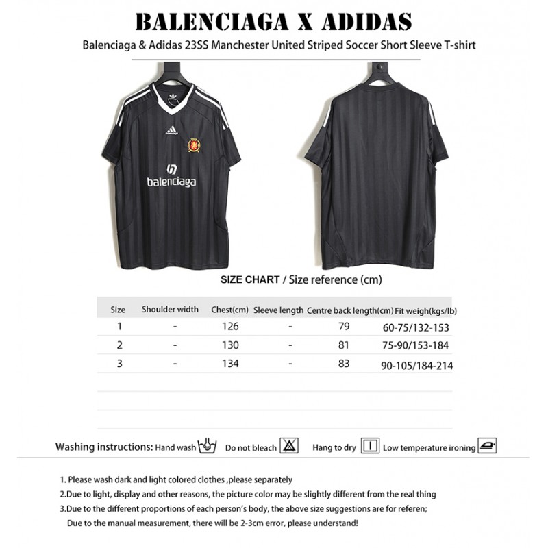 Balenciaga - Adidas Co-Branded Manchester United Black Striped Short Sleeve Soccer T-Shirt