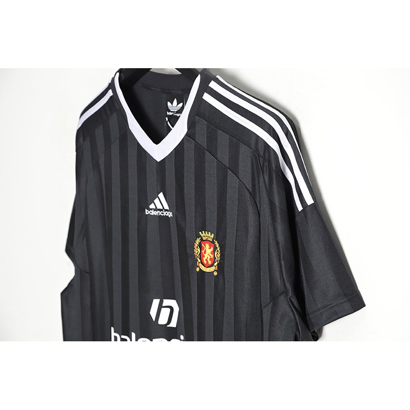 Balenciaga - Adidas Co-Branded Manchester United Black Striped Short Sleeve Soccer T-Shirt