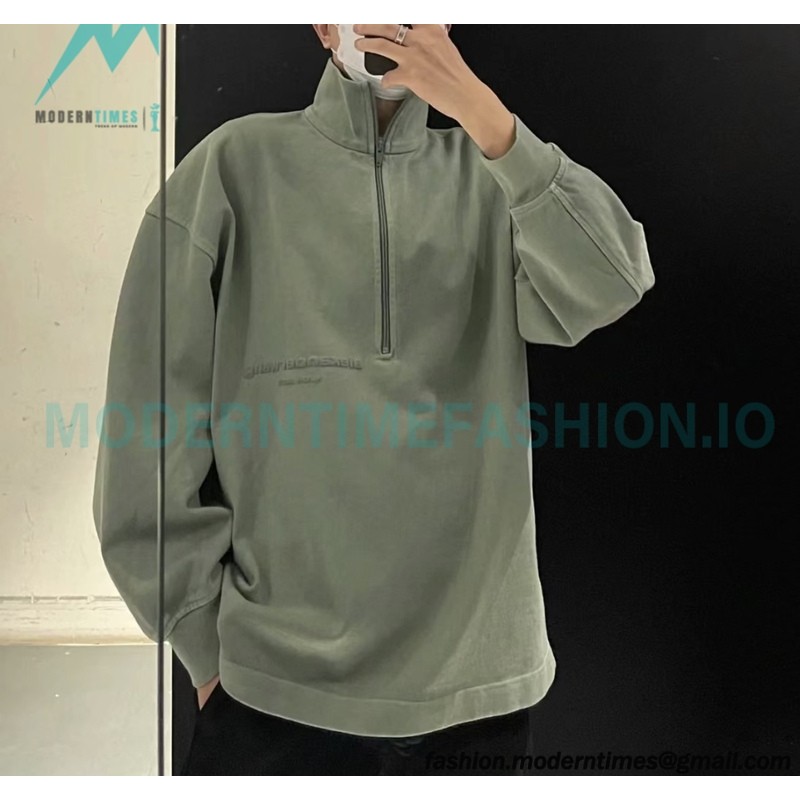 Alexander Wang - 23SS Foamed Three-dimensional Small Letter Print Half-zip Pullover Hoodie