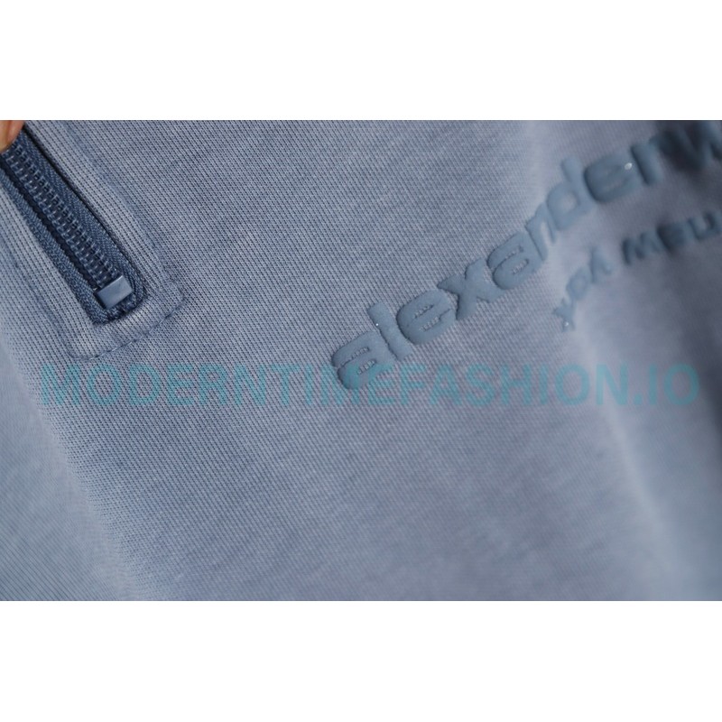 Alexander Wang - 23SS Foamed Three-dimensional Small Letter Print Half-zip Pullover Hoodie