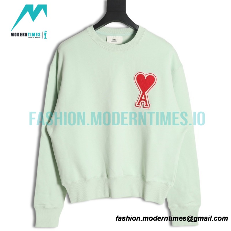 Ami - Love Embroidered Crew-neck Hoodie