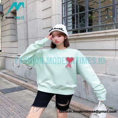 Ami - Love Embroidered Crew-neck Hoodie