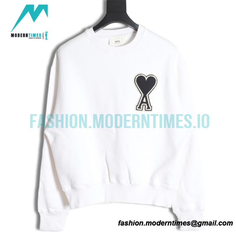 Ami - Love Embroidered Crew-neck Hoodie