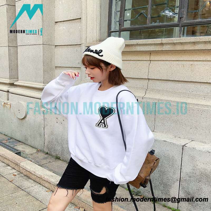 Ami - Love Embroidered Crew-neck Hoodie