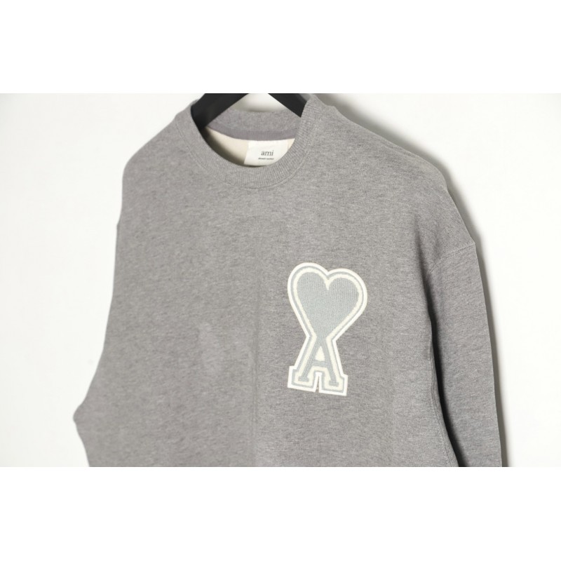Ami - Love Embroidered Crew-neck Hoodie