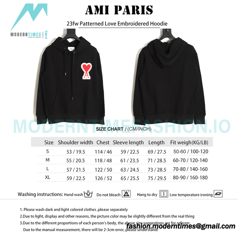 Ami - 23fw Patterned Love Embroidered Hoodie
