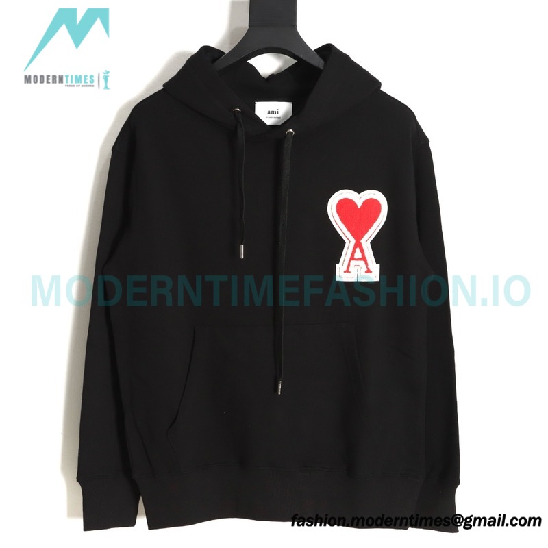 Ami - 23fw Patterned Love Embroidered Hoodie