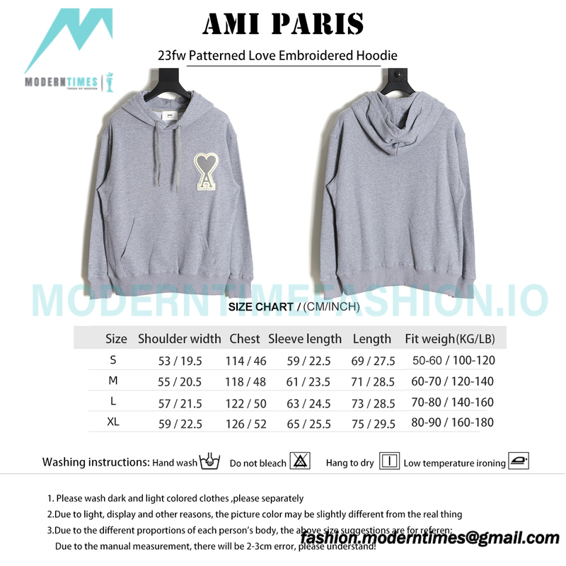 Ami - 23fw Patterned Love Embroidered Hoodie