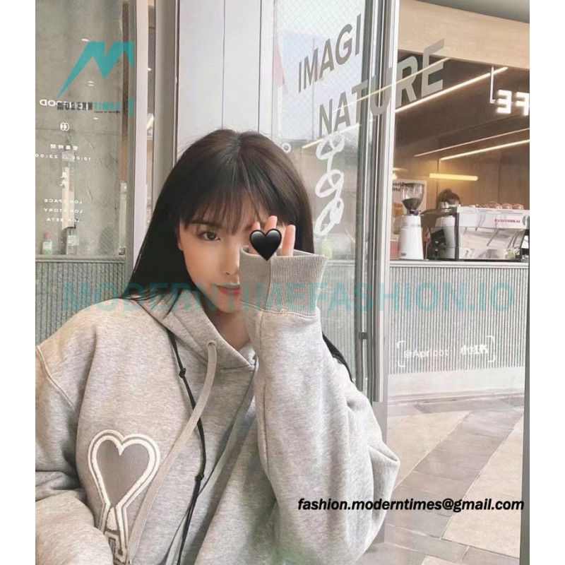 Ami - 23fw Patterned Love Embroidered Hoodie