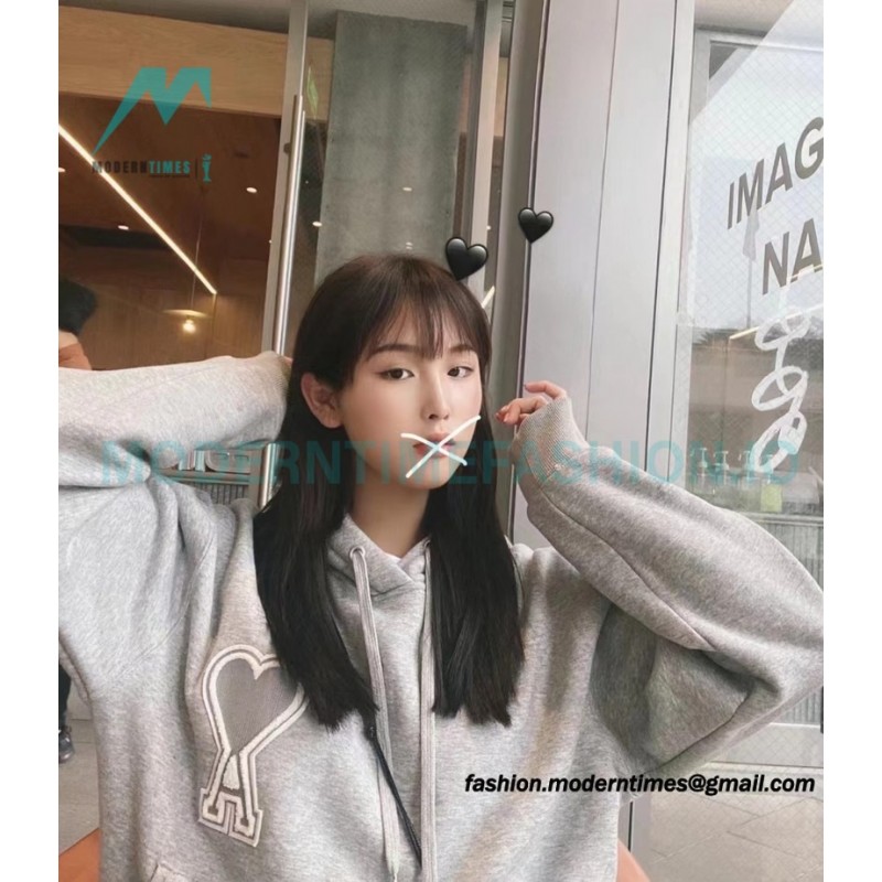 Ami - 23fw Patterned Love Embroidered Hoodie
