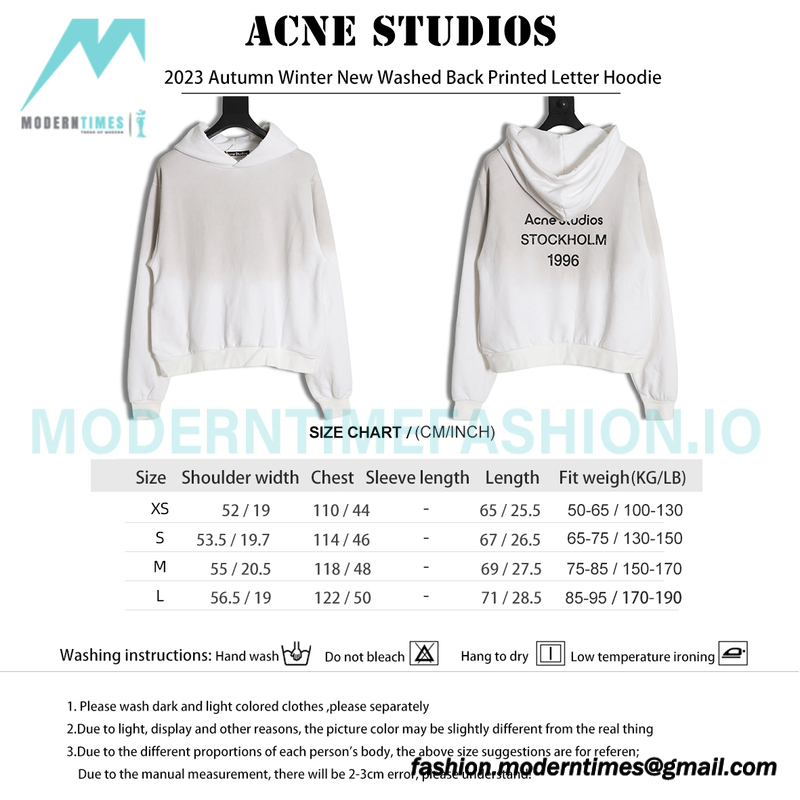 Acne Studios - 2023 Autumn Winter New Washed Back Printed Letter Hoodie