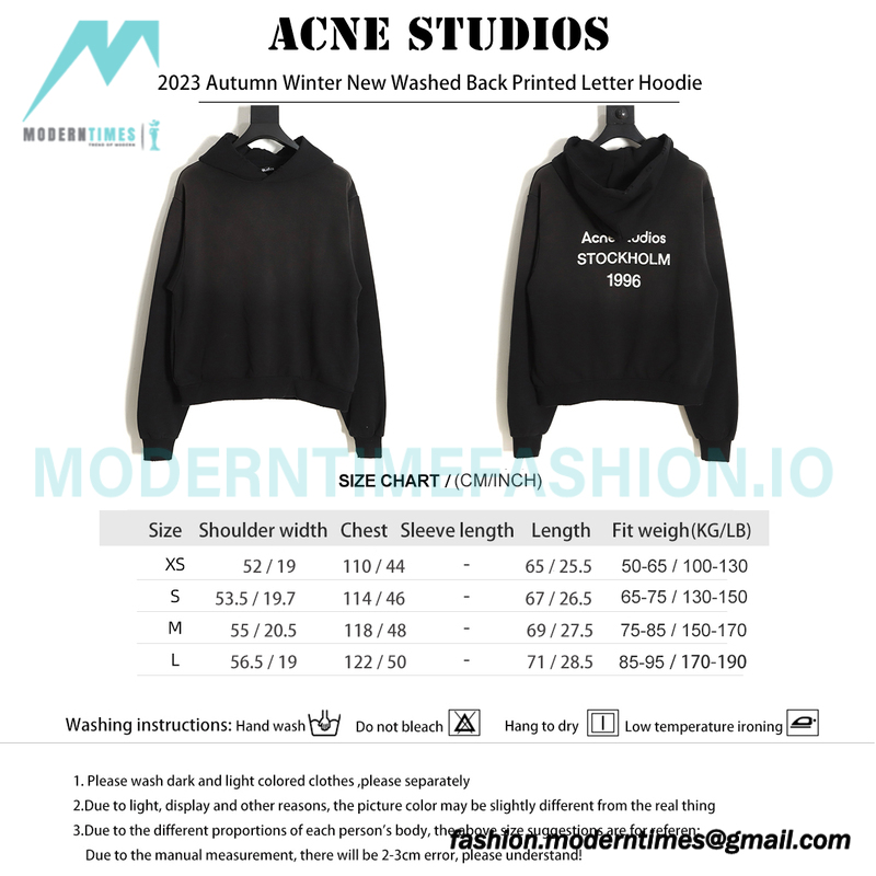Acne Studios - 2023 Autumn Winter New Washed Back Printed Letter Hoodie