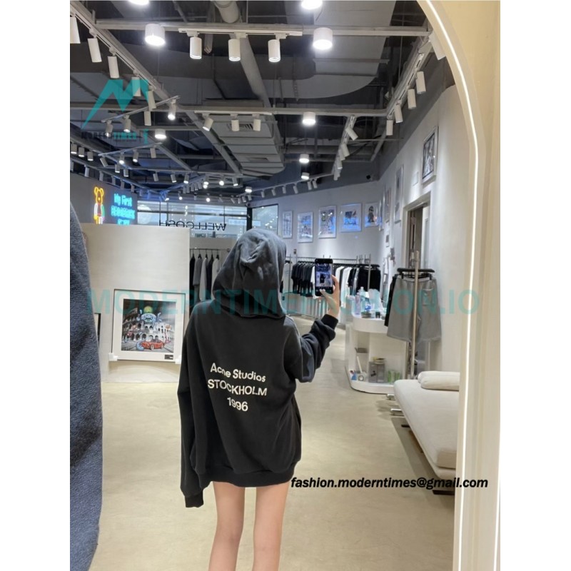 Acne Studios - 2023 Autumn Winter New Washed Back Printed Letter Hoodie