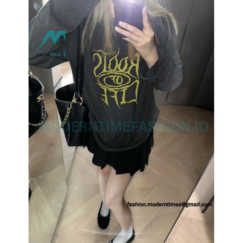 Acne Studios - 23FW Washed printed slogan letter long sleeve T-shirt