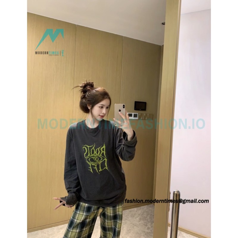 Acne Studios - 23FW Washed printed slogan letter long sleeve T-shirt
