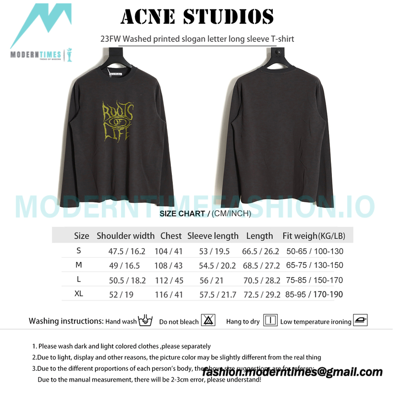 Acne Studios - 23FW Washed printed slogan letter long sleeve T-shirt