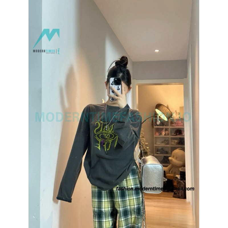 Acne Studios - 23FW Washed printed slogan letter long sleeve T-shirt