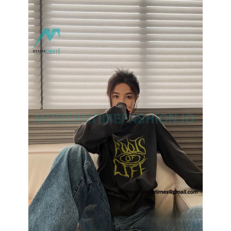 Acne Studios - 23FW Washed printed slogan letter long sleeve T-shirt