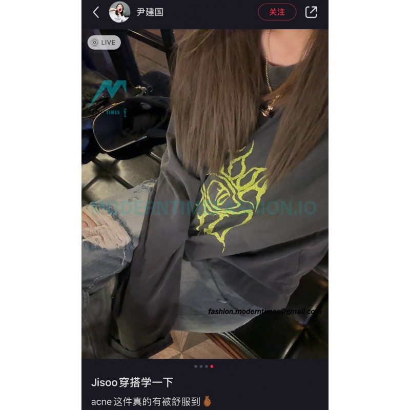Acne Studios - 23FW Washed printed slogan letter long sleeve T-shirt