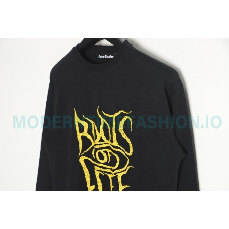 Acne Studios - 23FW Washed printed slogan letter long sleeve T-shirt