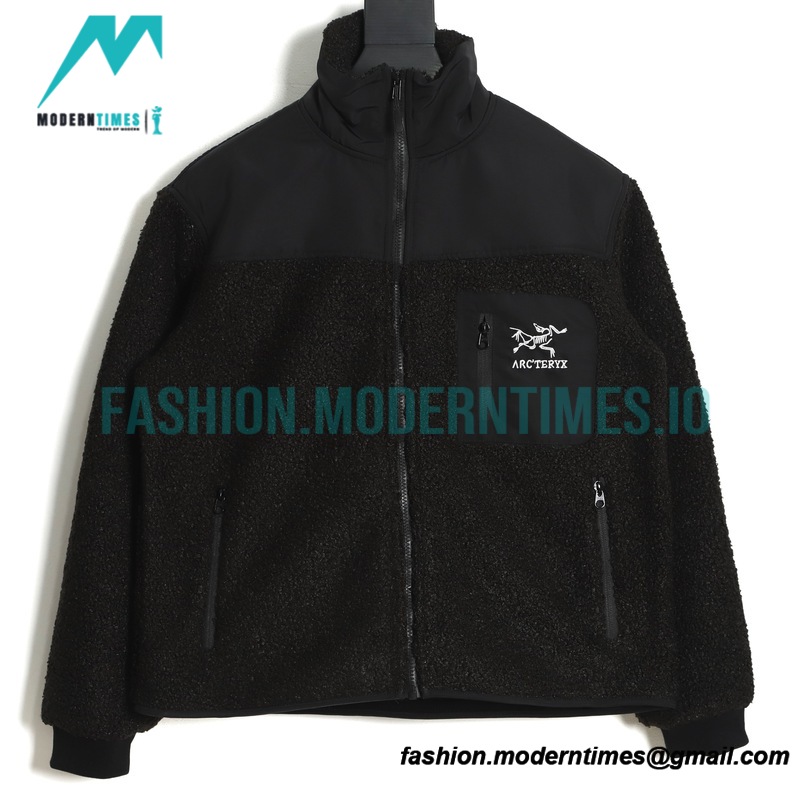 Arc Teryx - 22FW stitched teddy wool standing collar embroidered coat