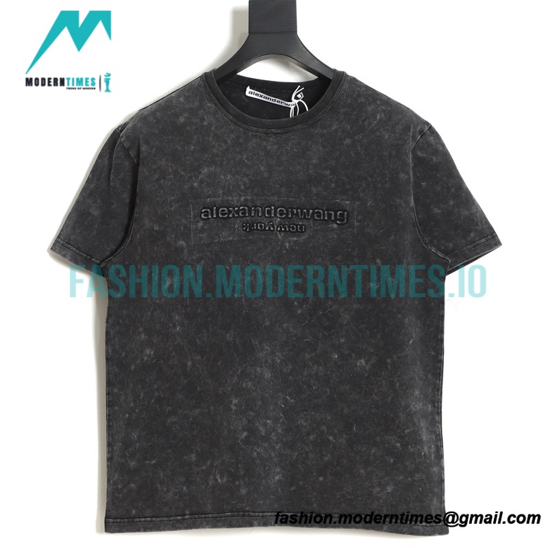  Alexander Wang - 23SS Washed 3D-letter Embossed Short-sleeved T-shirt