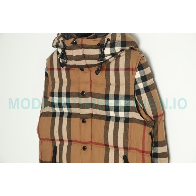 Burberry - 21Fw Stand Collar Check Down Jacket With Removable Sleeves