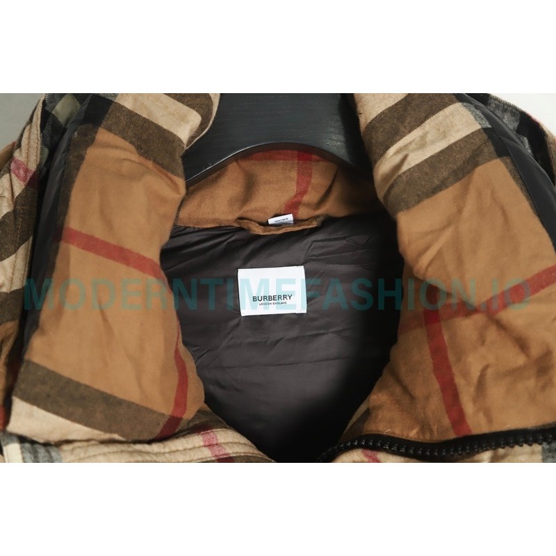 Burberry - 21Fw Stand Collar Check Down Jacket With Removable Sleeves