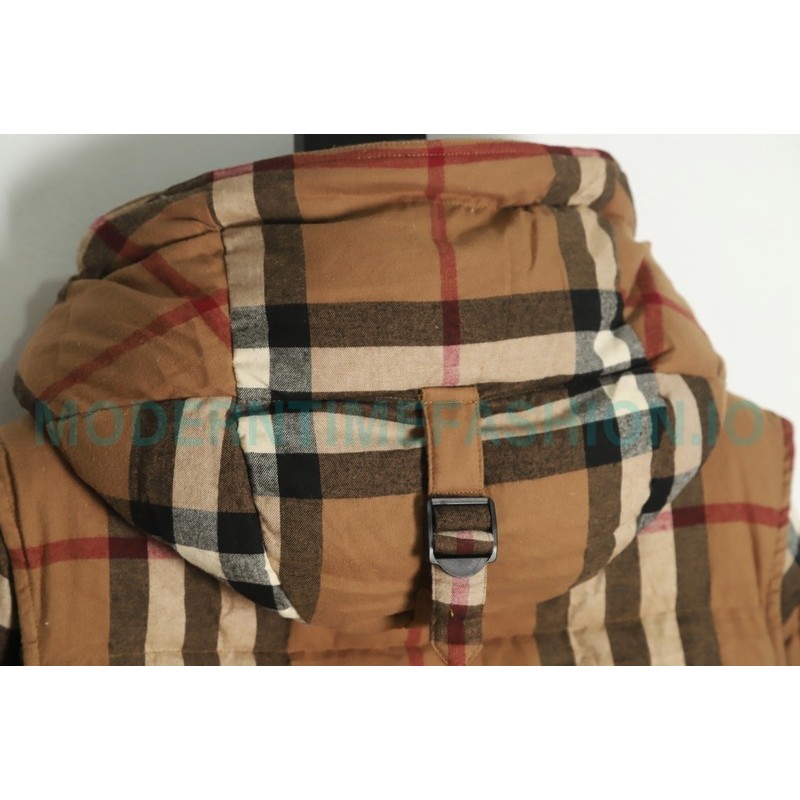Burberry - 21Fw Stand Collar Check Down Jacket With Removable Sleeves
