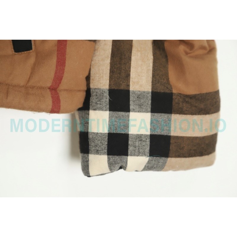 Burberry - 21Fw Stand Collar Check Down Jacket With Removable Sleeves