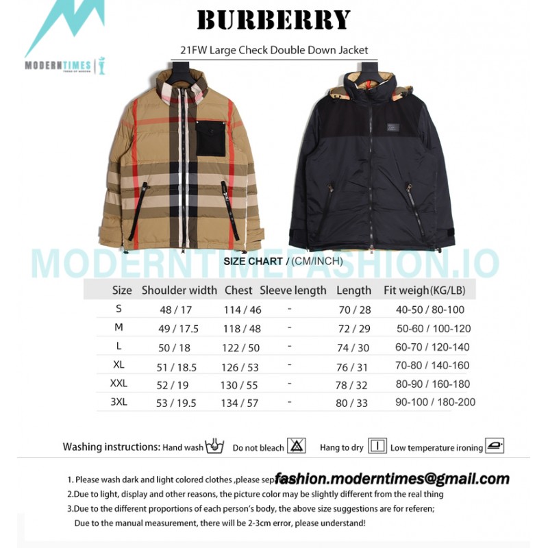 Burberry - 21FW Large Check Double Down Jacket
