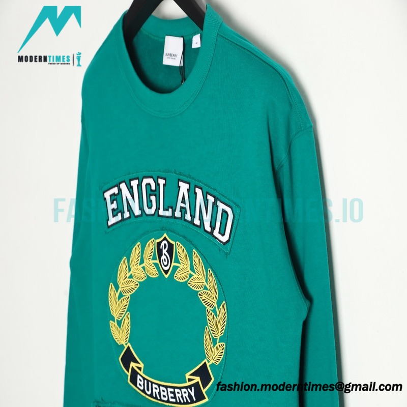 Burberry - 23Fw Oak Leaf Applique Embroidered Crew Neck Hoodie