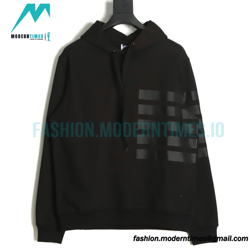 Burberry - 22FW Striped Letter Pressed Leather Hoodie