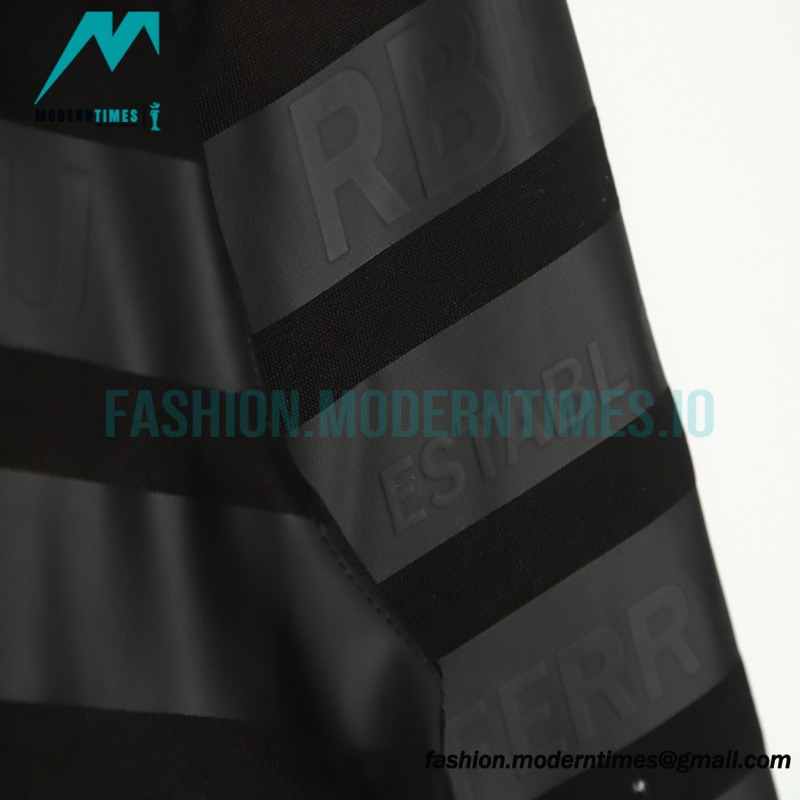 Burberry - 22FW Striped Letter Pressed Leather Hoodie