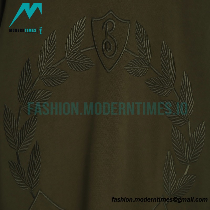 Burberry - 22FW Oak Leaf Olive Branch Badge Embroidered Crew Neck Hoodie
