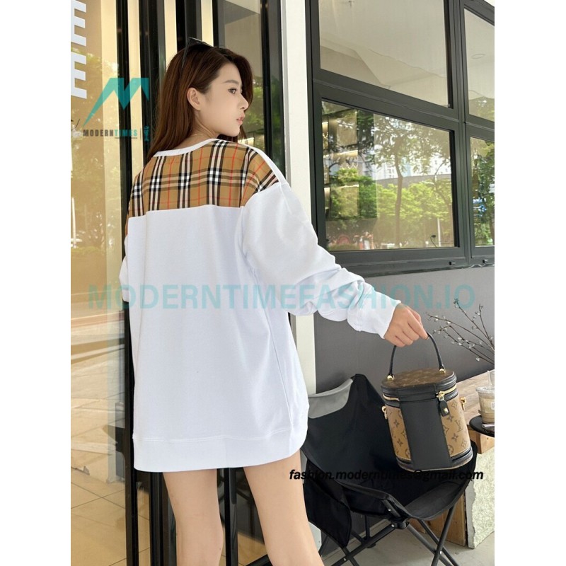 Burberry - 23fw Plaid Pocket Patchwork Round Neck Hoodie
