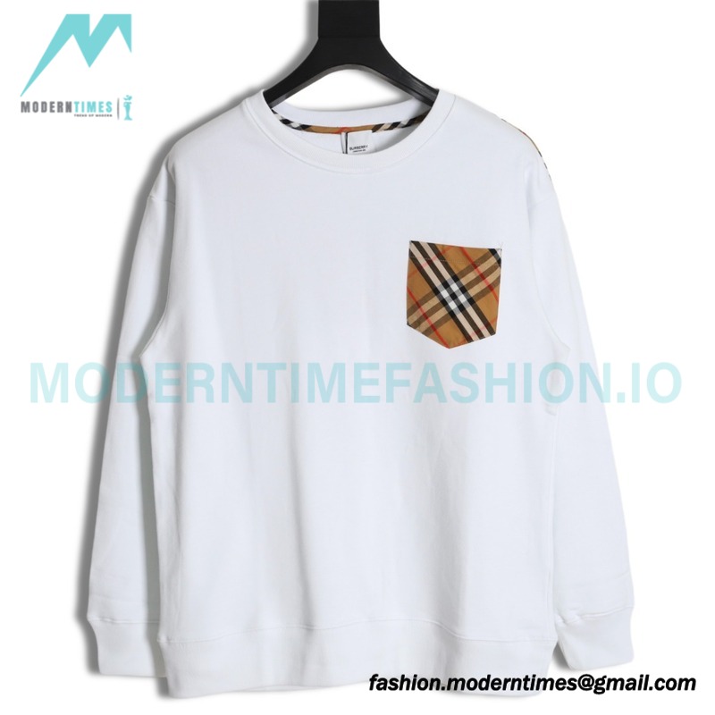 Burberry - 23fw Plaid Pocket Patchwork Round Neck Hoodie