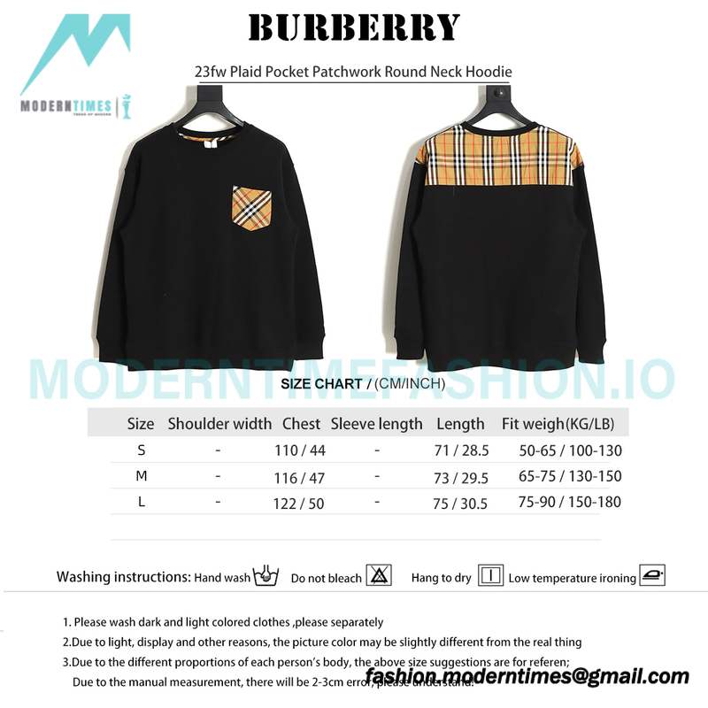 Burberry - 23fw Plaid Pocket Patchwork Round Neck Hoodie
