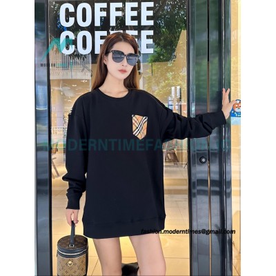 Burberry - 23fw Plaid Pocket Patchwork Round Neck Hoodie