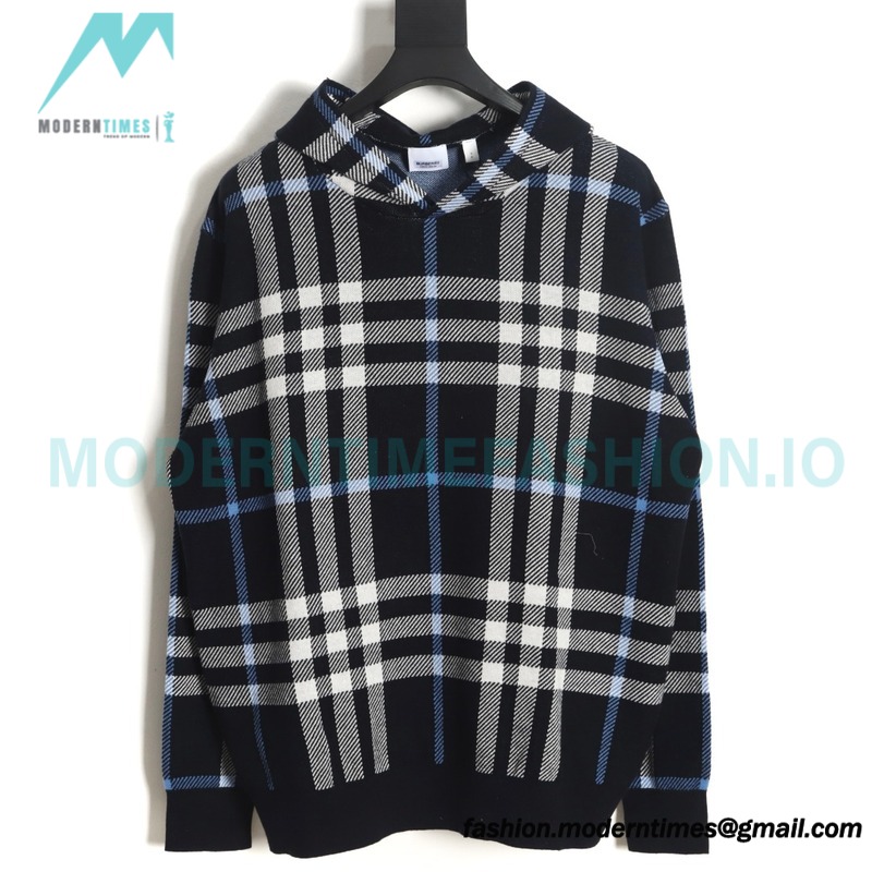 Burberry - 23FW Plaid Knit Hoodie