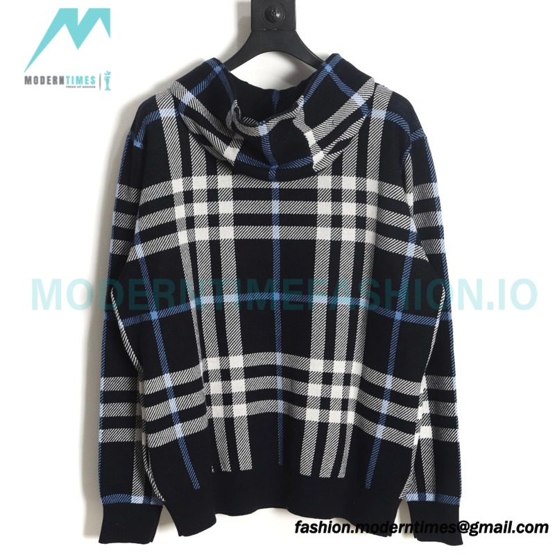Burberry - 23FW Plaid Knit Hoodie
