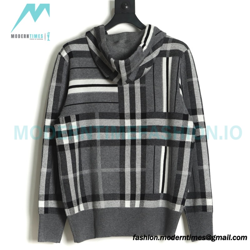 Burberry - 23FW Plaid Knit Hoodie