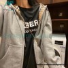 Burberry - 22FW Embroidered War Horse Hat Plaid Zipper Hoodie