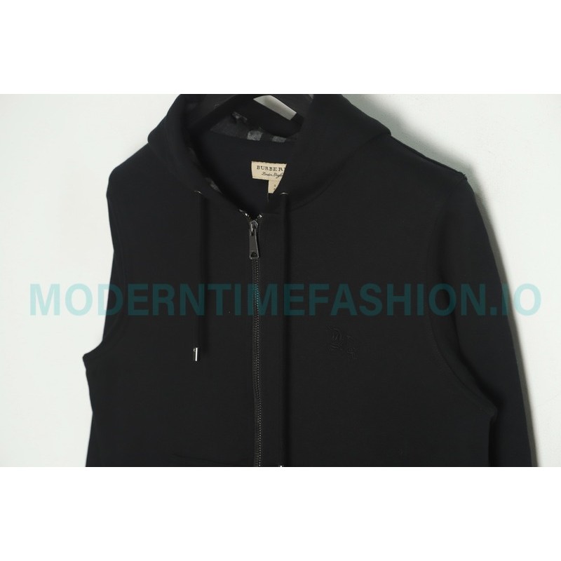 Burberry - 22FW Embroidered War Horse Hat Plaid Zipper Hoodie