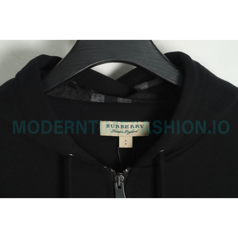 Burberry - 22FW Embroidered War Horse Hat Plaid Zipper Hoodie
