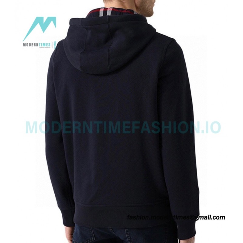 Burberry - 22FW Embroidered War Horse Hat Plaid Zipper Hoodie