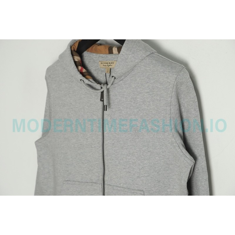 Burberry - 22FW Embroidered War Horse Hat Plaid Zipper Hoodie